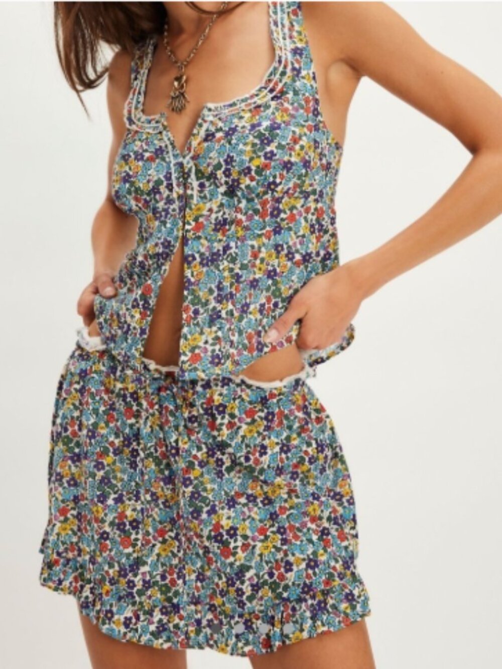 NWT Free People Ellia Printed Set in Primary Combo